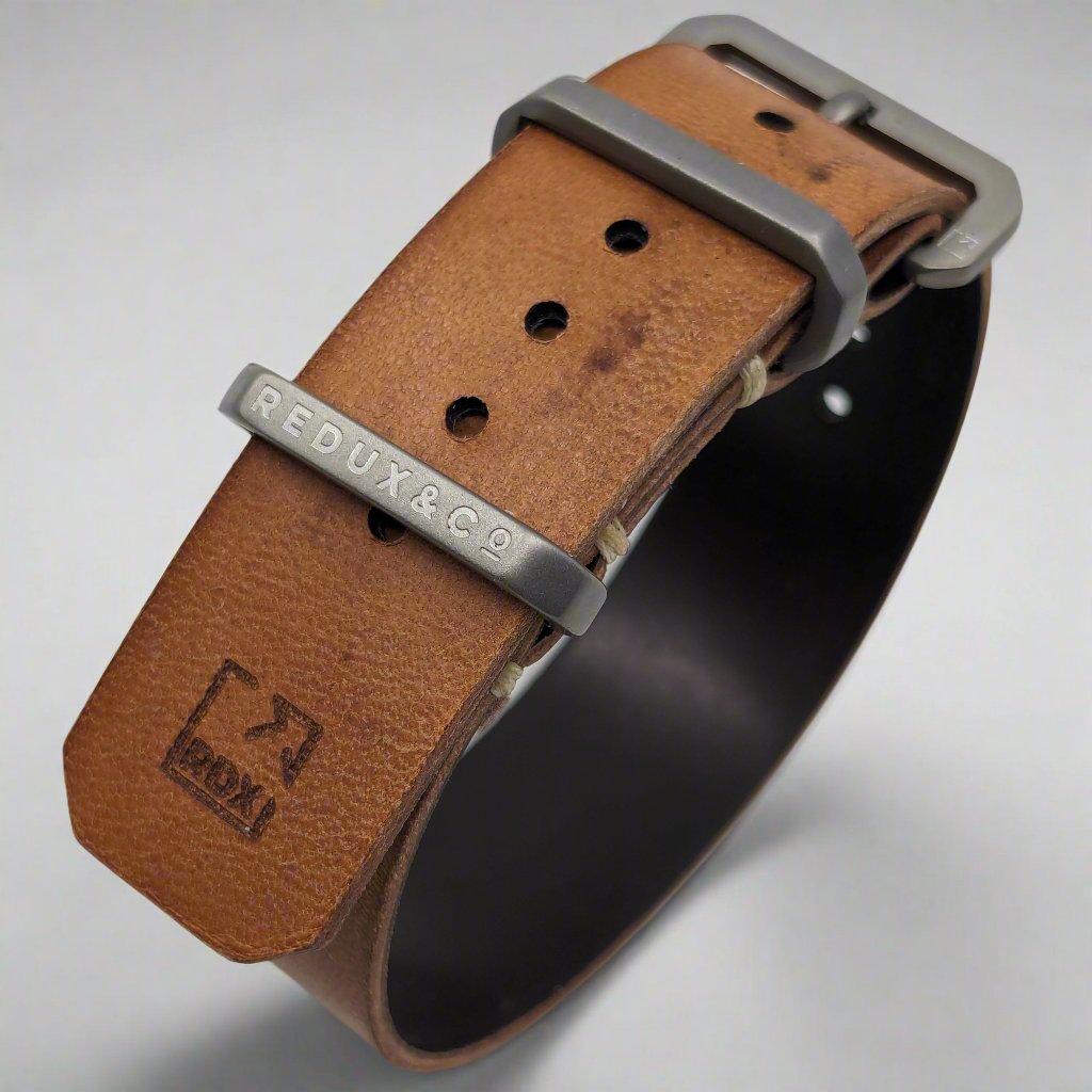 Horween Cordovan Reverse Leather Strap with Titanium Hardware