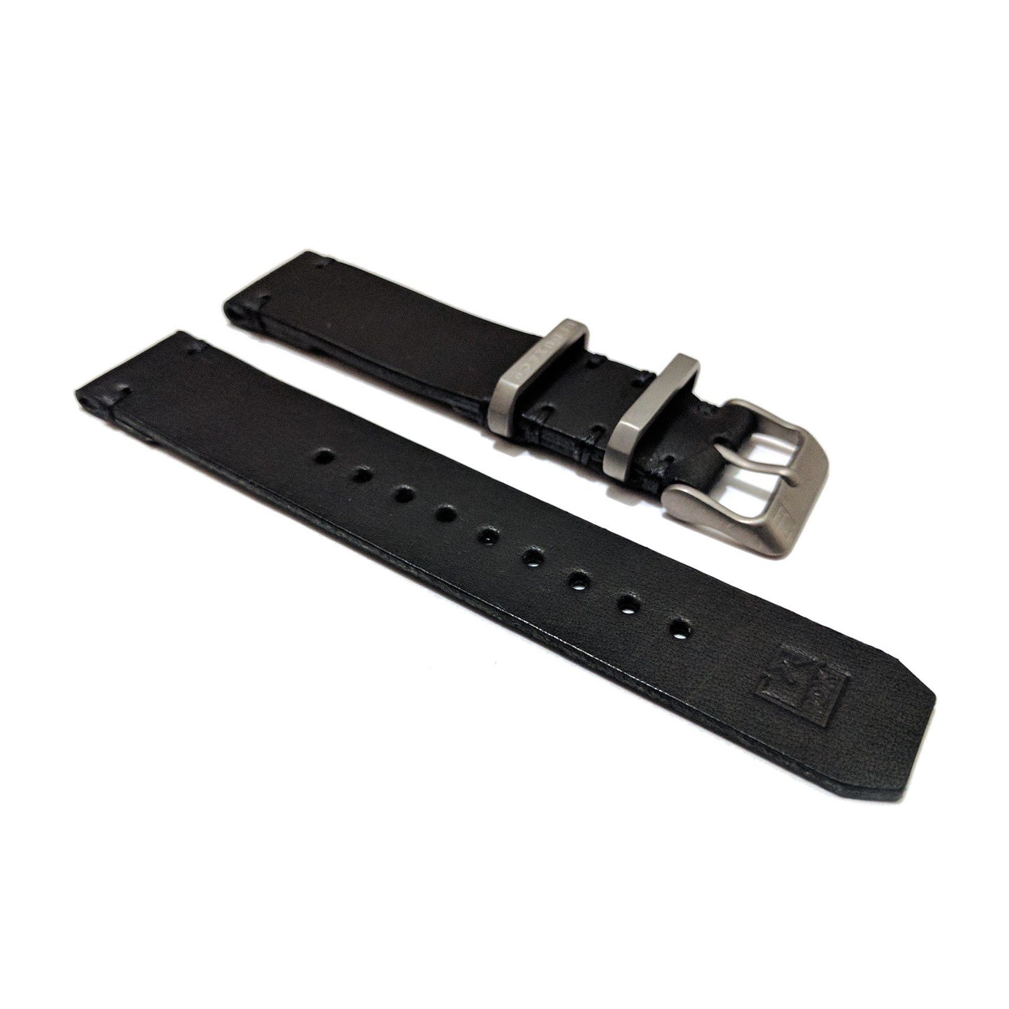 Pitch Black Two Piece American Leather Strap 20mm - Redux & Co.