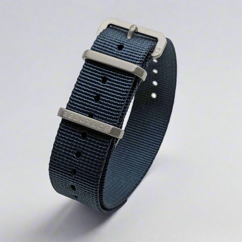REDUX Blue Ballistic Nylon Single Pass Watch Strap with Titanium