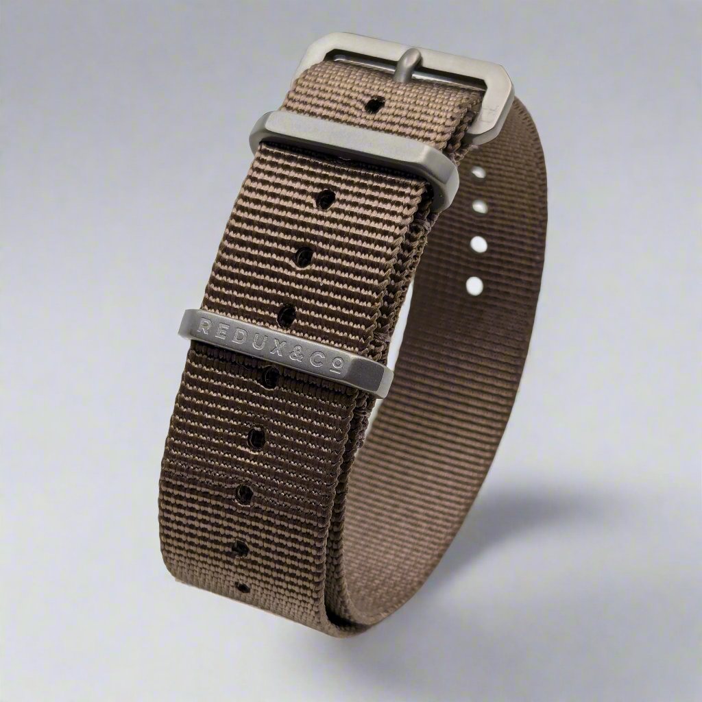 REDUX  Brown Ballistic Nylon Single Pass Watch Strap with Titanium
