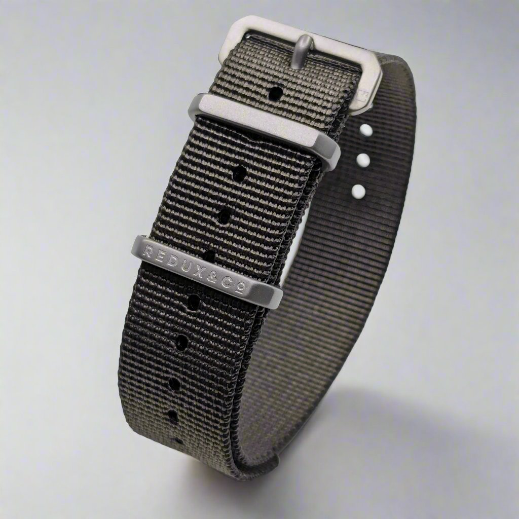 REDUX Charcoal Ballistic Nylon Single Pass Watch Strap with Titanium