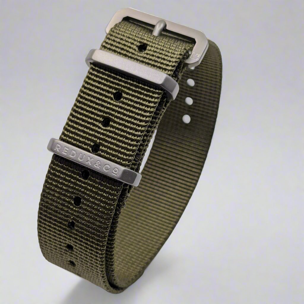 REDUX Olive Drab Ballistic Nylon Single Pass Watch Strap with Titanium