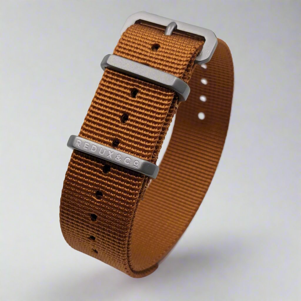 REDUX Orange Ballistic Nylon Single Pass Watch Strap with Titanium