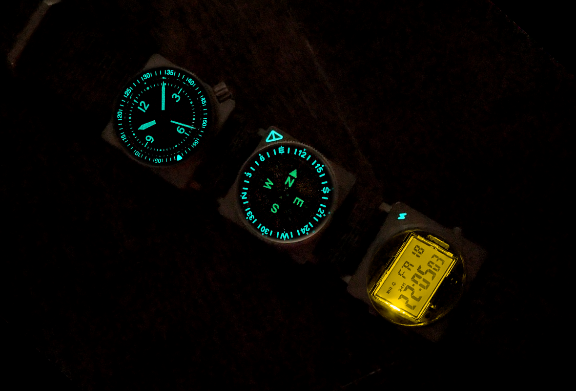 SCOUT-A, SCOUT-C and SCOUT-D illuminated in low light.