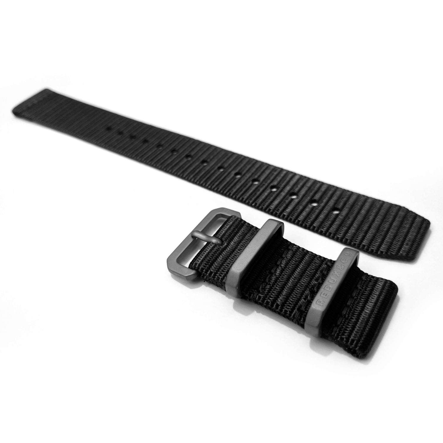 Ballistic Nylon Two Piece Strap: Black 20mm - Redux & Co.