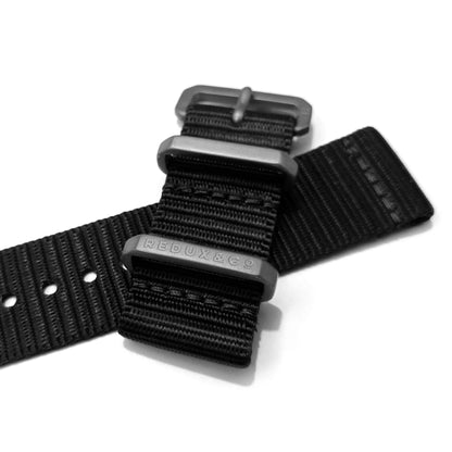 Ballistic Nylon Two Piece Strap: Black 20mm - Redux & Co.